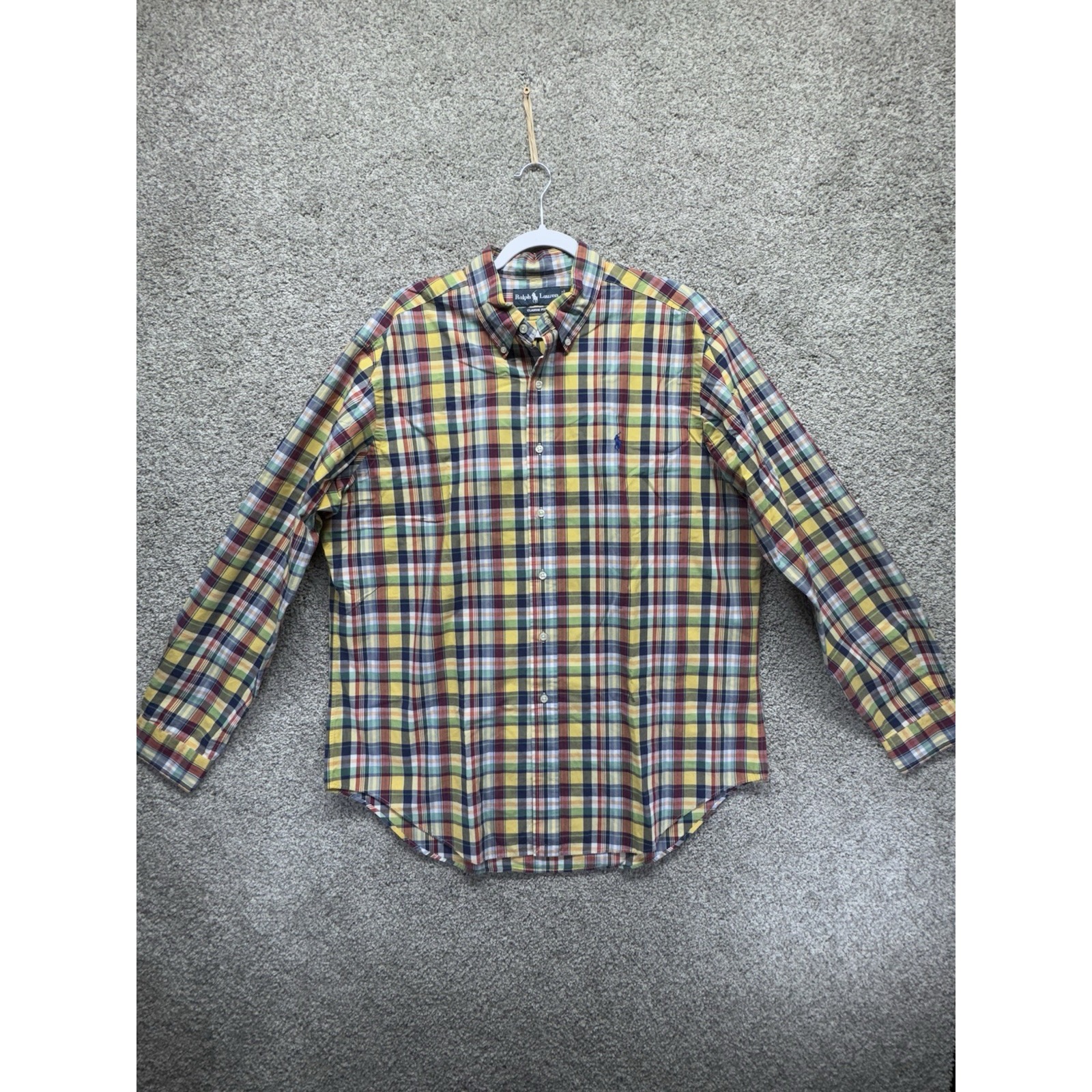 Vintage Ralph Lauren Xl Men's Long Sleeve Button Multicolor Plaid Shirt Classic